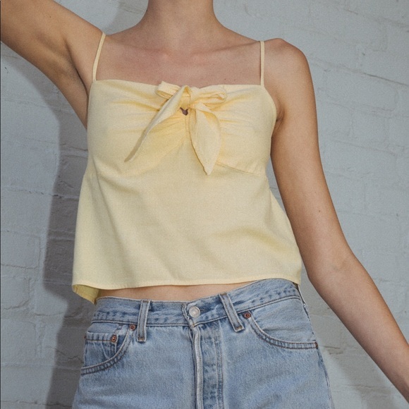Brandy Melville Tops - Brandy Melville Yellow Tie Front Top